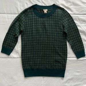 J. Crew Green Houndstooth Sweater XXS